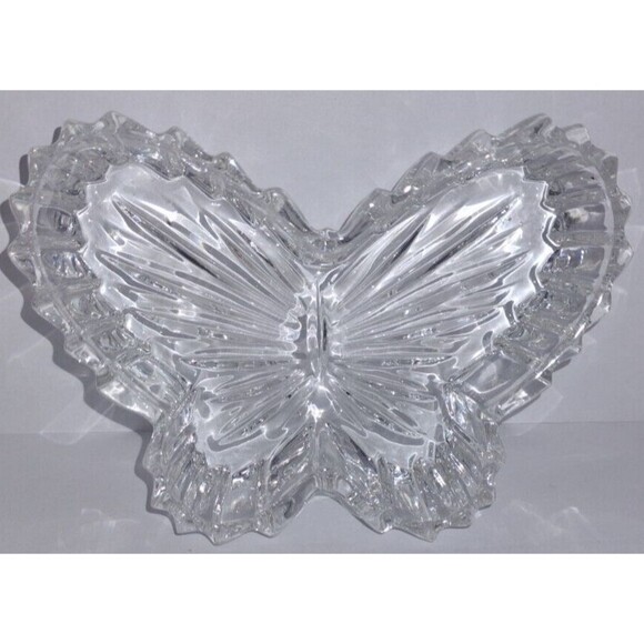 Other - Butterfly Shaped Clear Glass Trinket Jewelry Box Candy Dish with Lid 4.5" x 3"